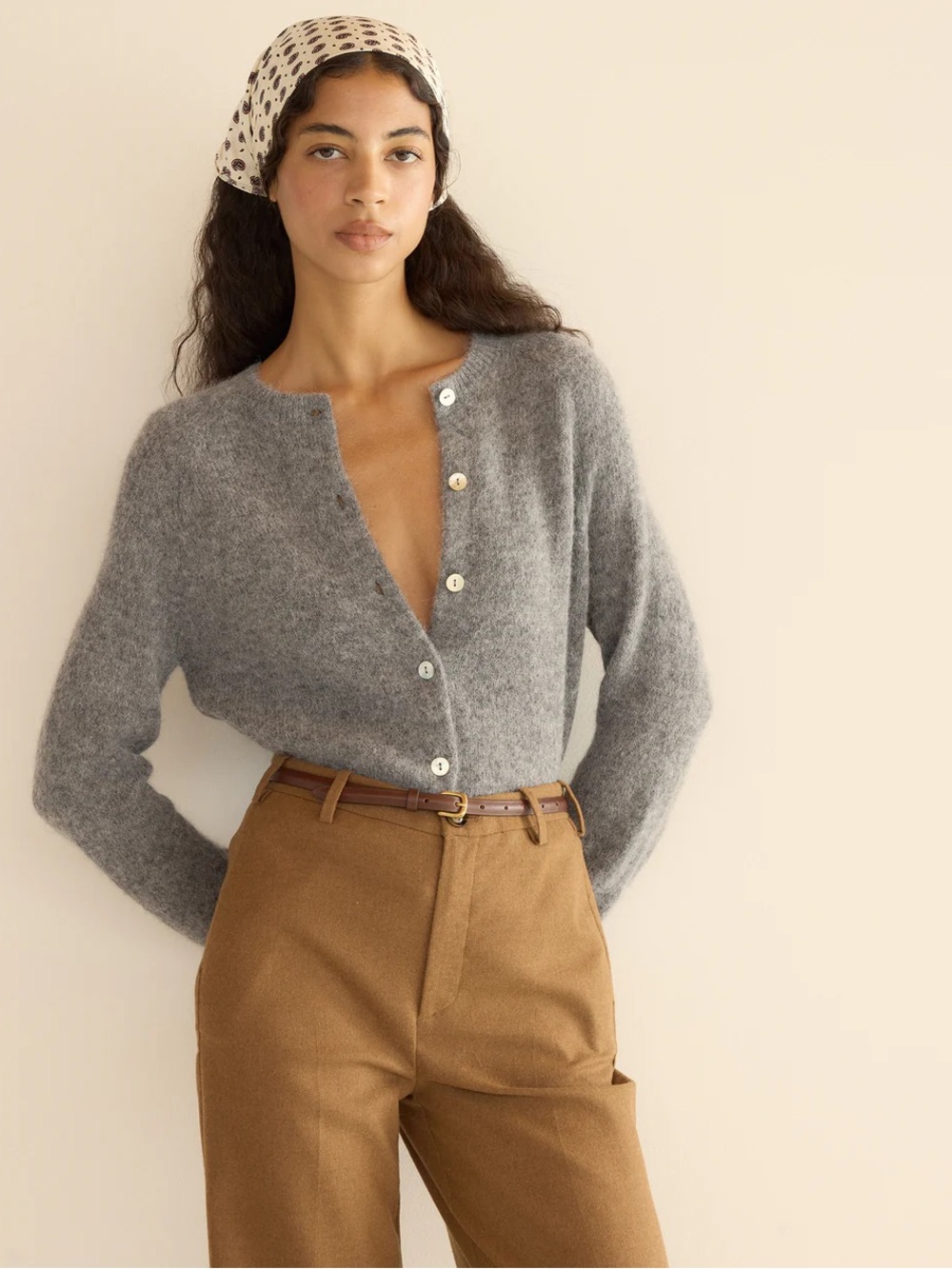 DOEN Petra Cardigan in Dark Heather Grey